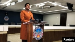 Ketua Dewan Kota Atlanta, Felicia Moore, berbicara tentang serangan cyber minggu lalu di Atlanta, Georgia, 29 Maret 2018 (foto: Laila Kearney/REUTERS)