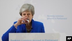 La Première ministre britannique Theresa May, lors d'un discours à Londres, le mardi 21 mai 2019.