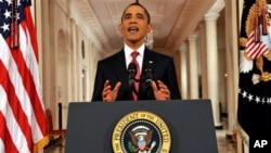 President Barack Obama addresses the US from the East Room of the White House in Washington on the approaching debt limit deadline, July 25, 2011