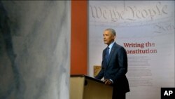 In this image from video, former President Barack Obama speaks during the third night of the Democratic National Convention on Aug. 19, 2020. 