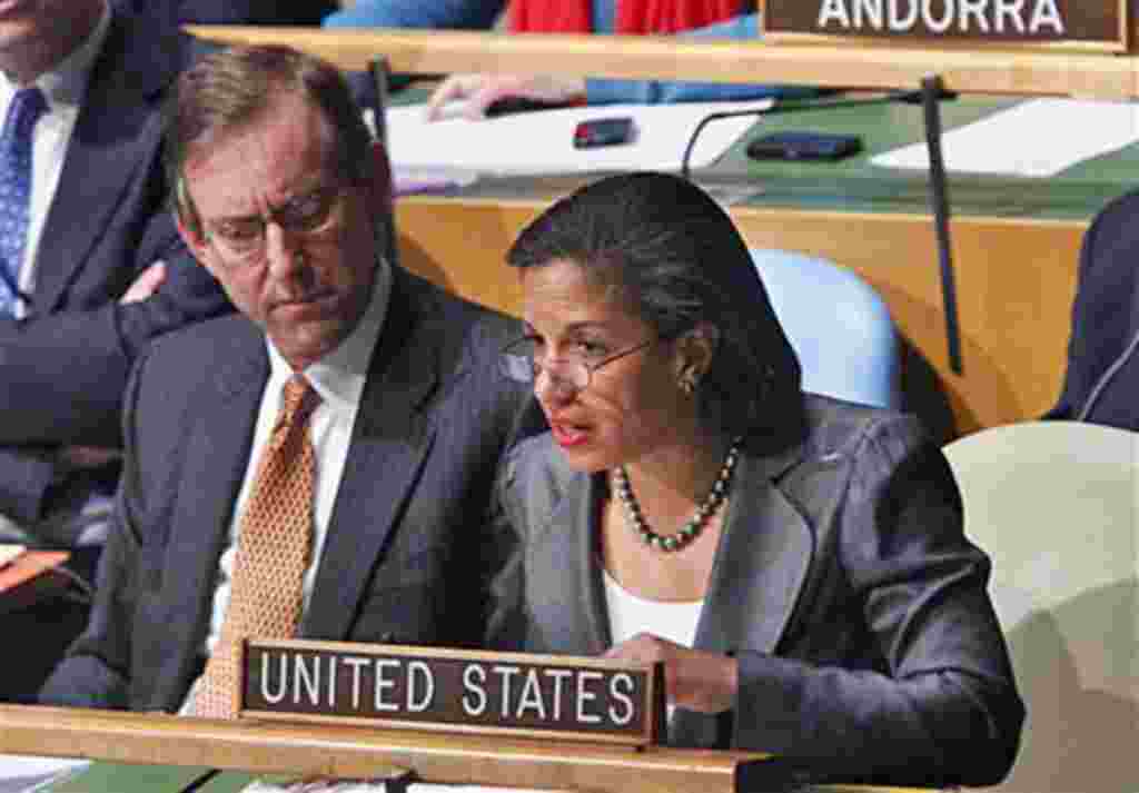 La embajadora ante Naciones Unidas Susan Rice llamó a suspender a Libia del Consejo de Derechos Humanos de la ONU.