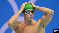 Roland Schoeman lors des jeux olypiques de Londres, Angleterre, le 2 août 2012. (Fabrice COFFRINI / AFP)