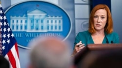 FILE - White House press secretary Jen Psaki speaks during a press briefing at the White House, Sept. 1, 2021.