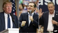 From left, Republican presidential candidates businessman Donald Trump, in Palm Beach, Fla.; Texas Senator Ted Cruz, in Provo, Utah; Ohio Governor John Kasich, in Orem, Utah, criticize President Barack Obama's travels to Cuba.