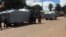 Police with water cannon vehicles outside the MDC-T headquarters in Bulawayo.