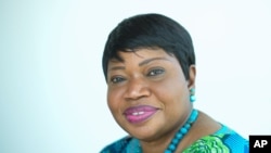 International Criminal Court Prosecutor Fatou Bensouda speaks during an interview with The Associated Press in The Hague, Netherlands, June 14, 2021. 