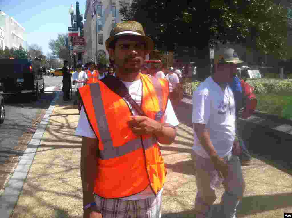 Sigifredo Pizaña of Michigan said he traveled to Washington to push Congress to help people like him, whose relatives have been deported. Wednesday, April 10, 2013. (Photo by Kate Woodsome)