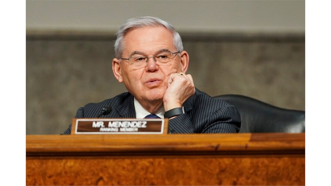 FILE - Sen. Robert Menendez, D-N.J., speaks on Capitol Hill, Jan. 27, 2021.