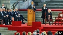 Le présdient Obama à Westminster Hall, siège du Parlement britannique