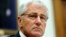 Defense Secretary Chuck Hagel listens to opening statements prior to testifying on Capitol Hill in Washington, June 11, 2014, before the House Armed Services Committee.