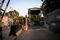 The entrance gate of the Green Zone is pictured after the evacuation in Kabul, Afghanistan, Aug. 15, 2021.