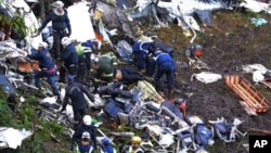 Site du crash de l'avion de LaMia près de Medellin, en Colombie, le 29 novembre 2016.