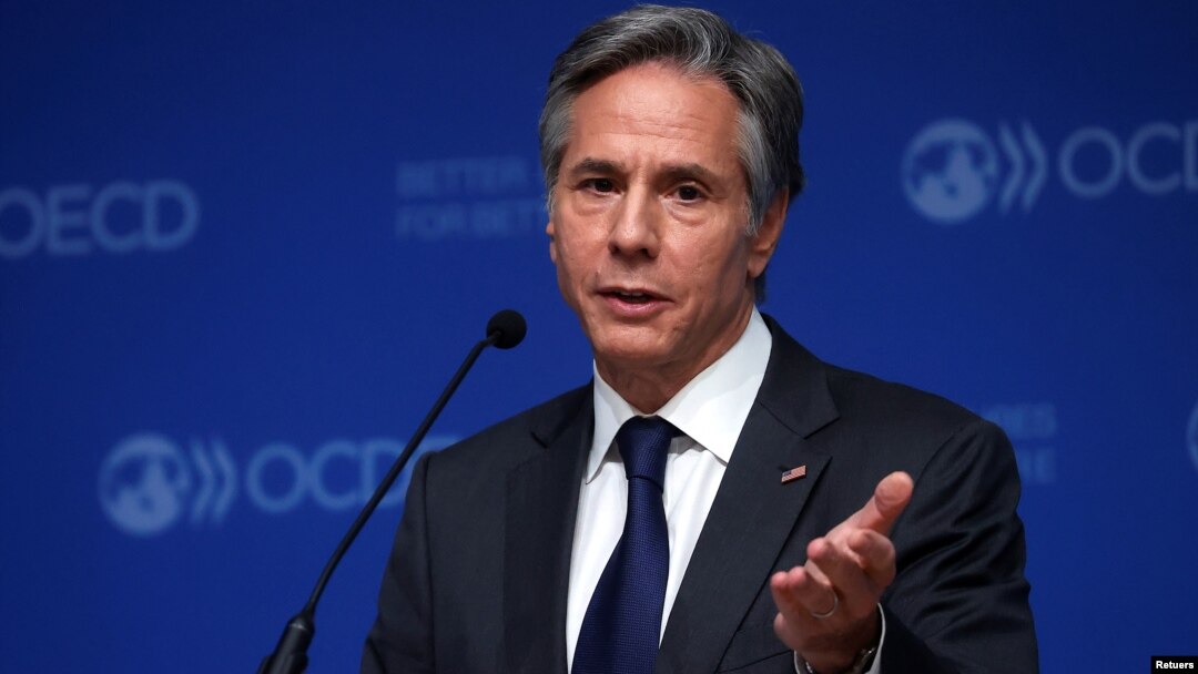 Menlu AS Antony Blinken berbicara di Paris, Prancis Rabu, 6 Oktober 2021. 