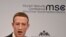 (File) Facebook CEO Mark Zuckerberg speaks on the second day of the Munich Security Conference in Munich, Germany, Feb. 15, 2020. 
