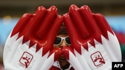 Des supporters de handball du Qatar lors du Championnat mondial de handball, Doha le 30 janvier 2015 AFP PHOTO/ MARWAN NAAMAN