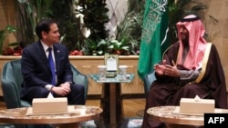 U.S. Secretary of State Marco Rubio meets with Saudi Arabia's Crown Prince Mohammed bin Salman in Riyadh on Feb. 17, 2025. 