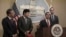 Assemblyman Miguel Santiago, D-LA, second from right, speaks at a news conference at the state Capitol as Assemblyman Rob Bonta, D-Oakland, from left, Sen. Kevin de Leon, D-LA, and Sen. Scott Wiener, D-San Francisco, listen in Sacramento, California, July 5, 2018.