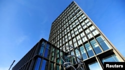 The exterior of EMA, European Medicines Agency is seen in Amsterdam, Netherlands, Dec. 18, 2020. 