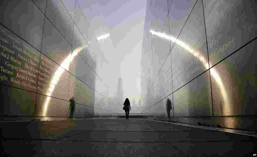 A visitor walks through the &quot;Empty Sky&quot; memorial to New Jersey&#39;s victims of the Sept. 11, 2001 terrorist attacks in Jersey City, New Jersey, USA. 