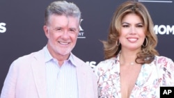 Alan Thicke and wife Tanya Callau at the premiere of "Bad Moms." Thicke died of a heart attack Dec. 13, 2016.