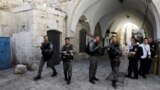  Israeli border police secure the area near the scene of the shooting attack in Jerusalem's Old City, July 14, 2017.