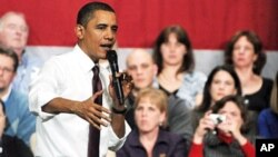 US President Barack Obama answers questions during a town hall meeting, 02 Feb 2010 at Nashua North High School in Nashua, New Hampshire