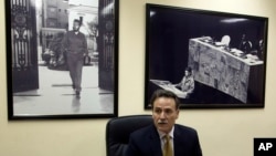 Gustavo Machin, Cuba's deputy director of U.S. Affairs, speaks to reporters at the Foreign Ministry in Havana on Wednesday, Sept. 28, 2016. Machin rejected Donald Trump’s threat to undo the detente with Cuba unless it abides by the Republican presidential candidate’s list of demands.