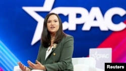 FILE - Florida Attorney General Ashley Moody speaks at the Conservative Political Action Conference in National Harbor, Maryland, on March 2, 2023. Moody will fill Marco Rubio's vacant U.S. Senate seat, Florida Governor Ron DeSantis announced on Jan. 16, 2025.