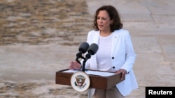 FILE - U.S. Vice President Kamala Harris.