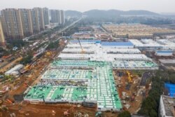 An aerial view shows the newly completed Huoshenshan Hospital, a dedicated hospital built in 8 days to treat coronavirus patients, in Wuhan, Hubei province, China, Feb. 2, 2020.