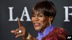 FILE - Cicely Tyson, a cast member in "Last Flag Flying," poses at the premiere of the film at the Directors Guild of America in Los Angeles, Nov. 1, 2017.