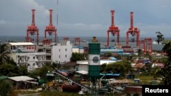 The Sihanoukville Autonomous Port is seen at the Sihanoukville, Cambodia, Sept. 28, 2017. 