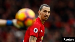 Zlatan Ibrahimovic lors d'un match entre Manchester United et l'AFC Bournemouth, le 4 mars 2017. Reuters / Jason Cairnduff Livepic