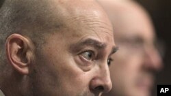 Adm. James Stavridis, NATO's supreme allied commander in Europe, testifies on Capitol Hill in Washington, March 29, 2011, before the Senate Armed Services Committee hearing on the US mission in Libya