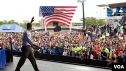 El presidente Obama habló al comienzo de la semana en Milwaukee y volvió a hacerlo en Cleveland impulsando su agenda económica.