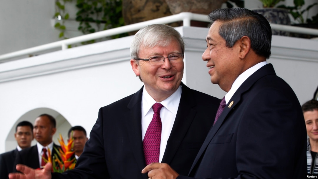 Perdana Menteri Australia Kevin Rudd dan Presiden Susilo Bambang Yudhoyono di Istana Bogor (5/7). (Reuters/Enny Nuraheni)