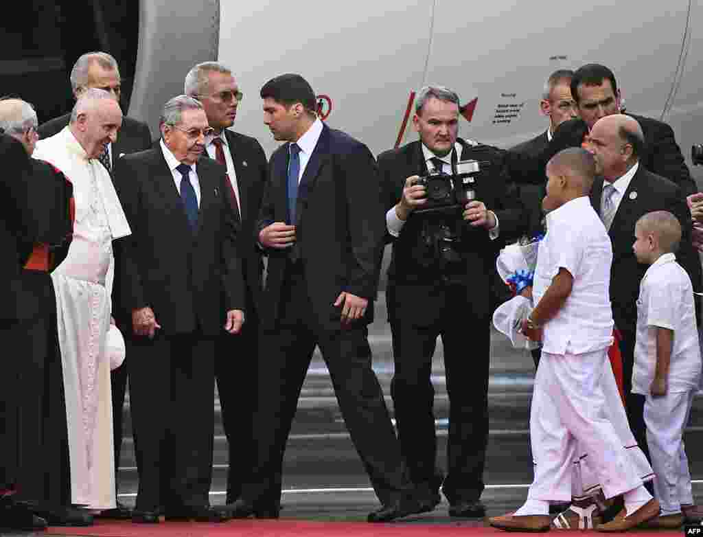 Papa Francisco ao lado de Raul Castro, Presidente de Cuba. Havana, Set. 19, 2015.