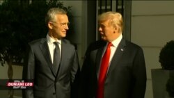 Rais Donald Trump katika mkutano wa NATO hivi leo.