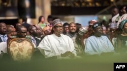 Le président Muhammadu Buhari à l'hotel Eko, à Lagos, le 29 mars 2018.