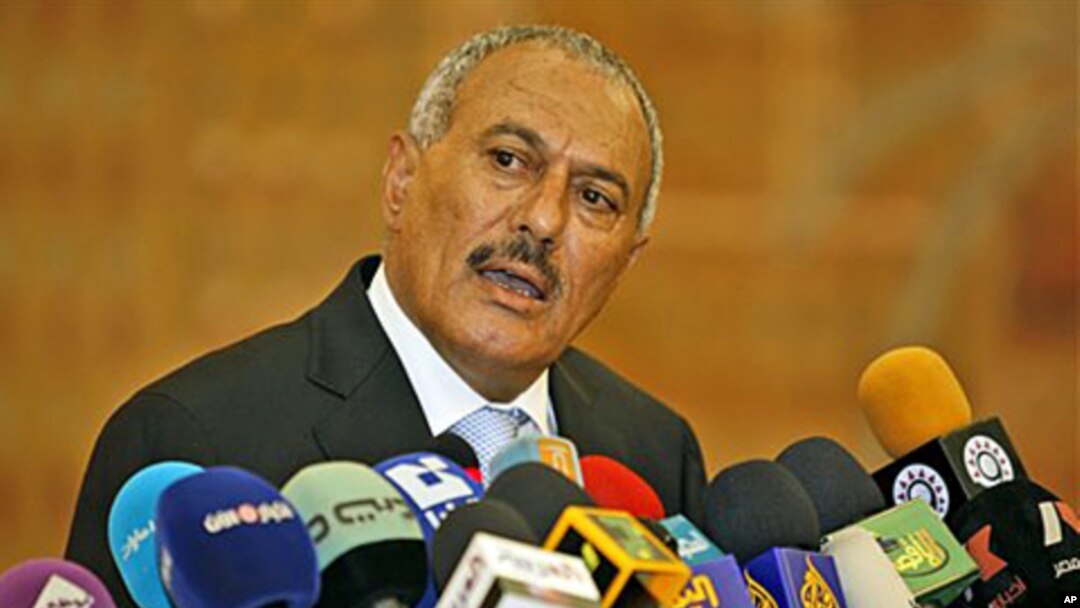 President Ali Abdullah Saleh speaks during a media conference in Sanaa, Yemen, February 21, 2011