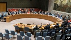 The United Nations Security Council votes on a new sanctions resolution that would increase economic pressure on North Korea to return to negotiations on its missile program, at U.N. headquarters in New York, Aug. 5, 2017.