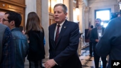 U.S. Senator Steve Daines, a Republican from Montana, seen in this April 23, 2024, photo, has blocked President Joe Biden's pick of Confederated Salish and Kootenai tribal attorney Danna Jackson to serve as a federal district court judge in Montana.