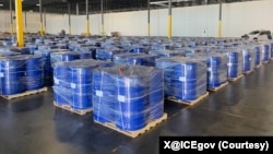(FILE) Operation Hydra resulted in the seizure of approximately 316,440 kilograms of chemical precursors destined for a Sinaloa drug cartel-operated front company in Mexico, Sep. 3, 2025.
Source: X@ICEgov
