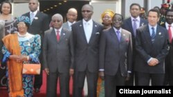 President Ian Khama of Botswana with President Robert Mugabe and other regional leaders in Malawi at the weekend.