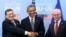 President Barack Obama poses with European Council President Herman Van Rompuy, right, and European Commission President Jose Manuel Barroso, left, upon arrival at the European Council, Brussels, March 26, 2014.