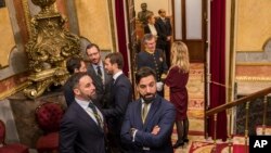 Nearly 50 lawmakers who advocate for the Spanish regions to become independent have boycotted Monday's ceremonial opening of the nation's legislative season over the presence of the royal family, Feb. 2, 2020