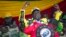 Zimbabwean President Emmerson Mnangagwa addresses the final rally of his campaign at the stadium in Harare, Zimbabwe, Saturday July 28, 2018. 