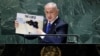 Perdana Menteri Israel Benjamin Netanyahu saat menyampaikan pidato pada sidang tahunan Majelis Umum PBB ke-79 di markas PBB di New York, pada 27 September 2024. (Foto: Reuters/Eduardo Munoz)