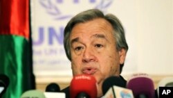 지난 3월 요르단 암만에서 기자회견 중인 안토니오 구테레스 유엔 난민기구 최고 대표. (자료사진) 