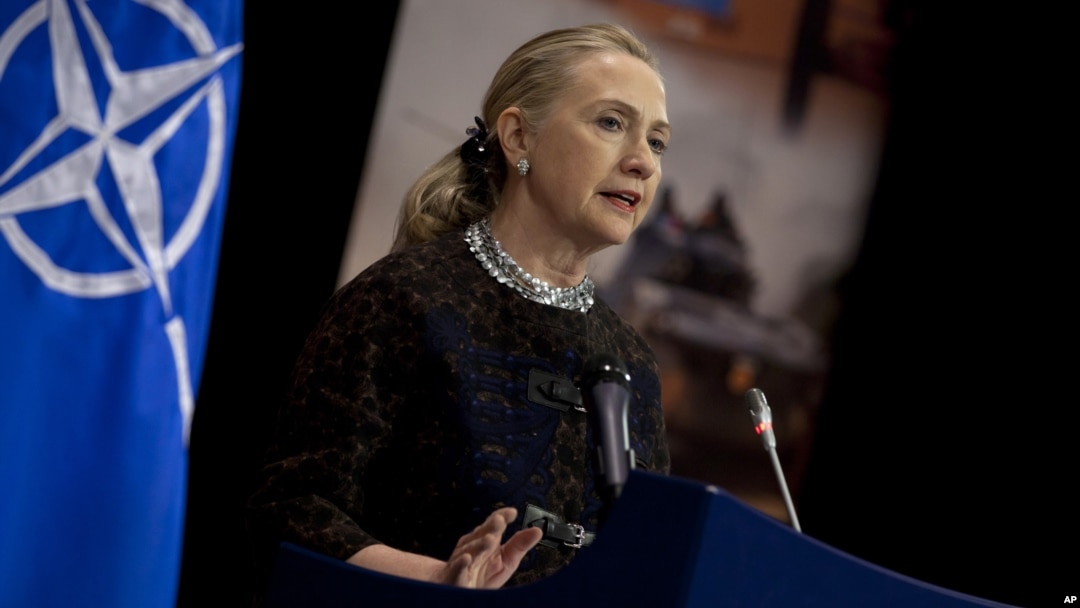 U.S. Secretary of State Hillary Clinton speaks at a news conference after a meeting of NATO foreign ministers in Brussels, Dec. 5, 2012
